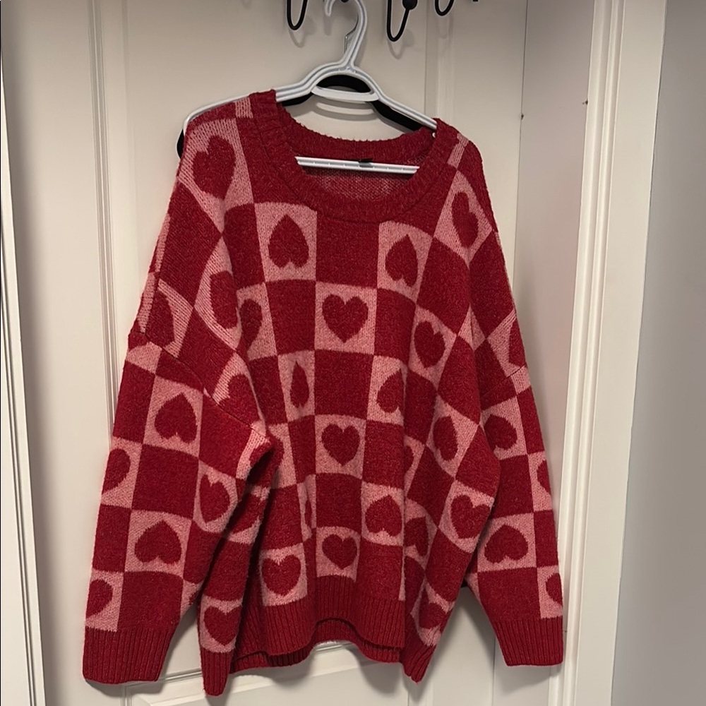 Torrid Red and Pink Heart Sweater